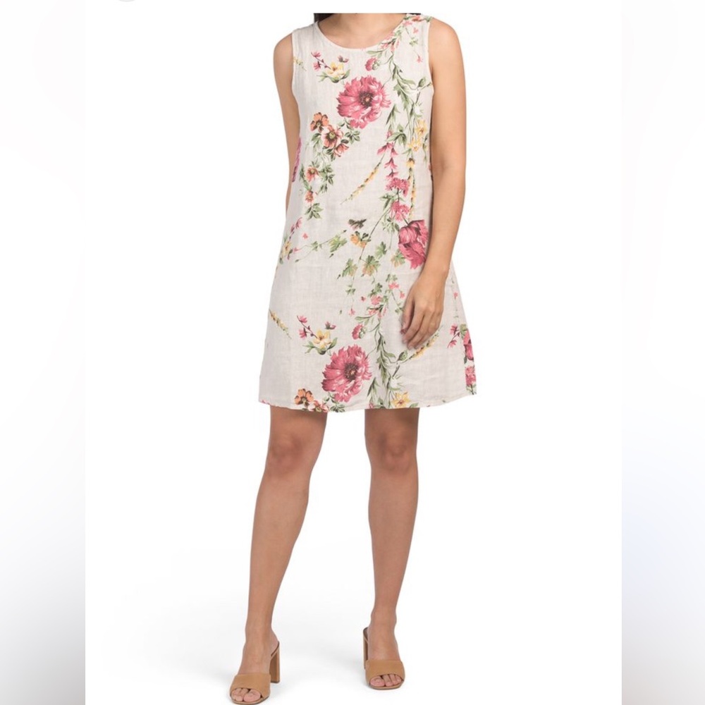 Terzo Millennio Linen Dress Floral Sleeveless Size large